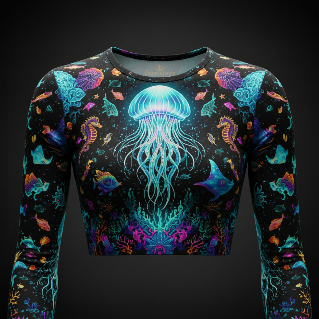 TITAN Women’s Bioluminescent Deep Ocean Long Sleeve Crop — Abyss Edition