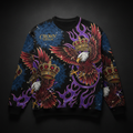 TITAN Crown Edition Tattoo Art Men's Lounge Crewneck - bold eagle mandala tattoo artwork on matte black heavyweight fleece