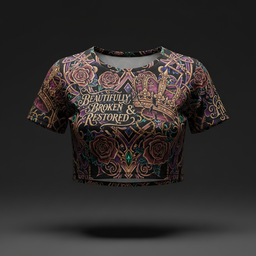Women's Crop Top — Beautifully Broken & Restored — Crown Edition