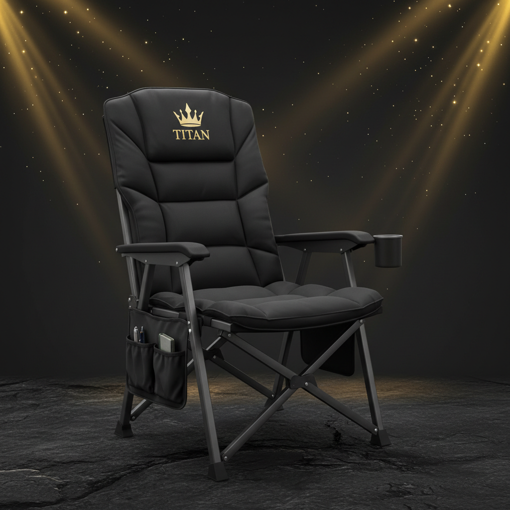 TITAN Heavy Duty Folding Camping Chair Black & Gold