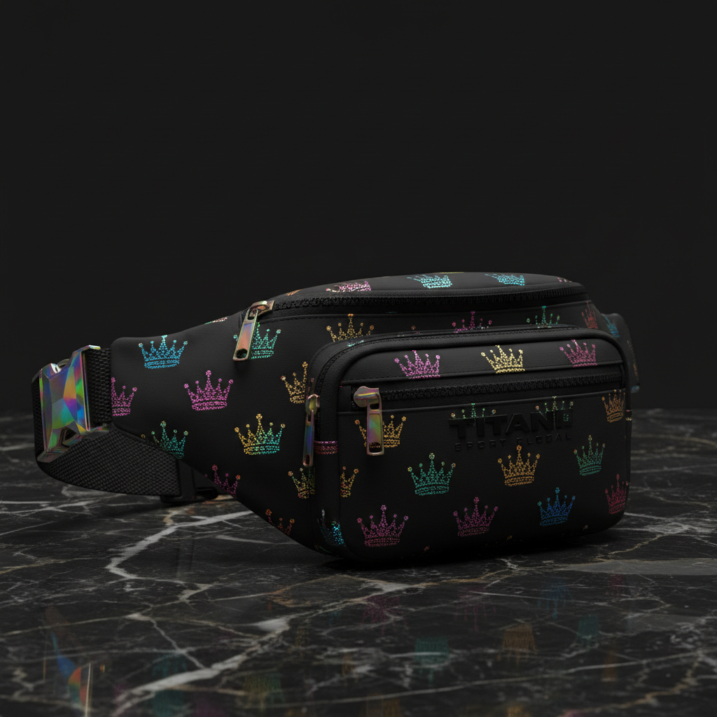 TITAN Crown Waist Pack — Matte Black Holographic Rainbow