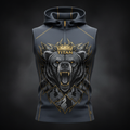 TITAN Men's Compression Slimming Hoodie Vest Slate Grey Bear Crown Edition flat lay