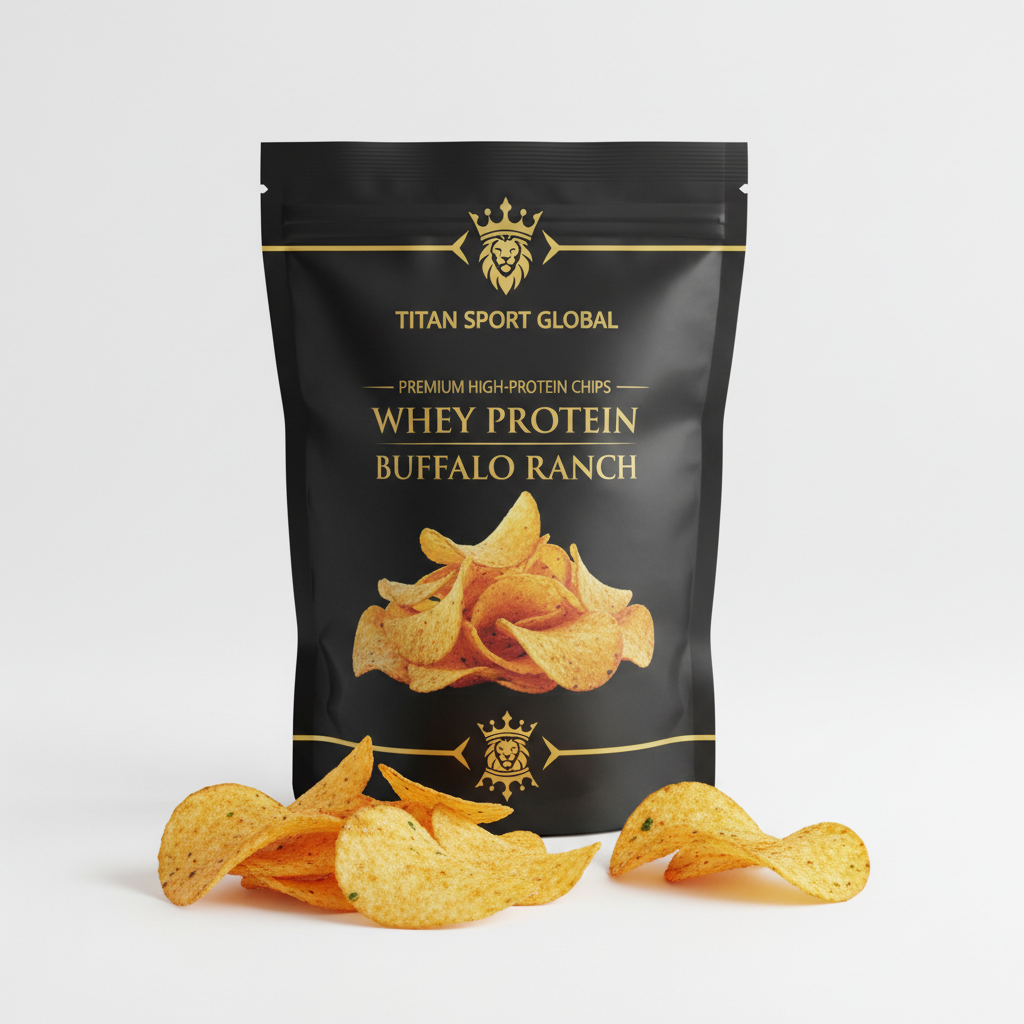 Whey Protein Buffalo Ranch Chips — Crown Edition matte black pouch