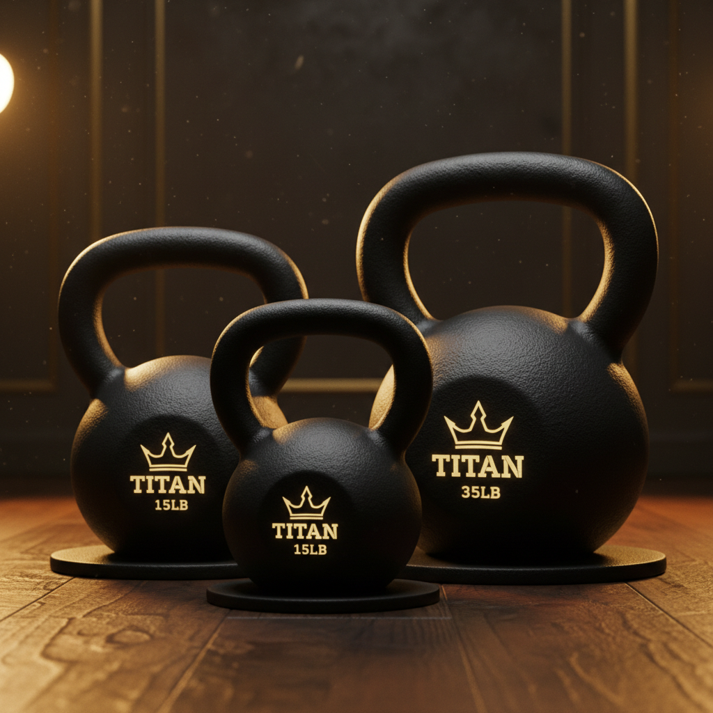 TITAN Cast Iron Kettlebell Set 3-Pack Black & Gold