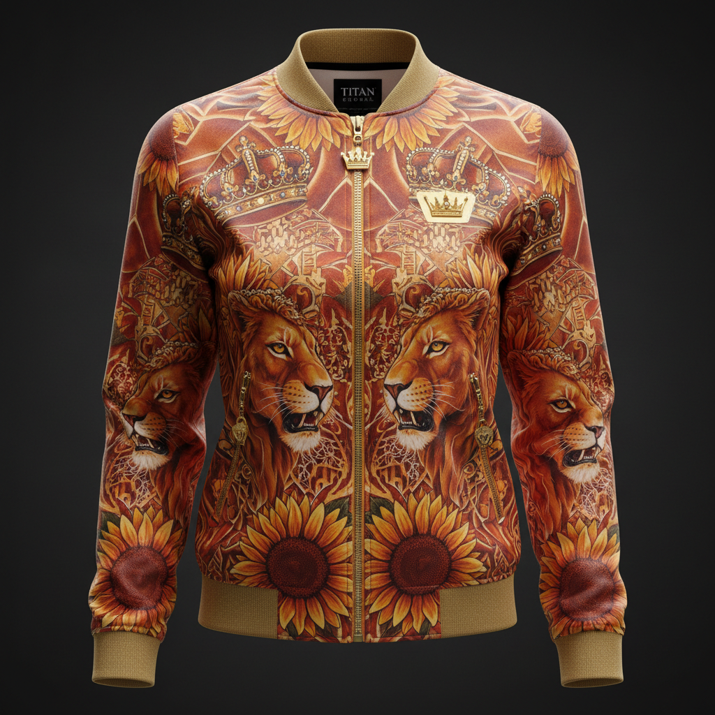 TITAN Crown Edition Women's Lioness Bomber Jacket — Burnt Orange & Gold