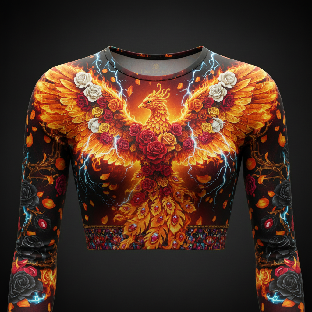 TITAN Women’s Phoenix Rose Inferno Long Sleeve Crop — Ember Edition