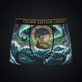 TITAN Viking Storm Men's Boxer Briefs Crown Edition — anime Viking ship art on matte black