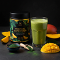 TITAN Superfood Green Protein Powder – Tropical Mango, premium product photography