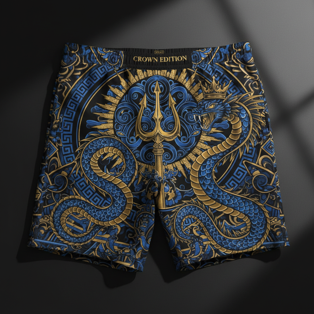 TITAN Men's Swim Trunks Sea Serpent King Crown Edition