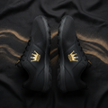 TITAN Volleyball Sand Shoes Crown Edition matte black mesh gold crown logo sand-grip outsole minimalist beach pair flat lay