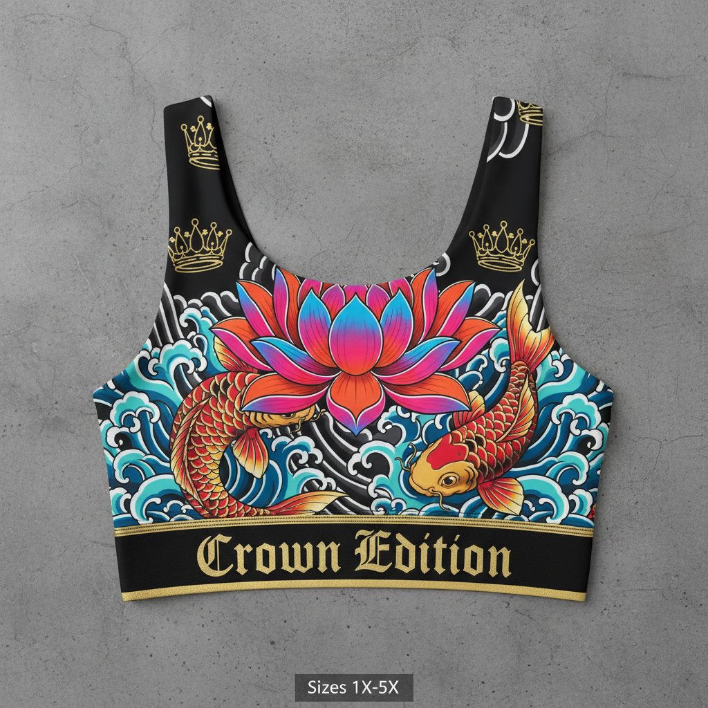TITAN Plus Women's Lotus Koi Sports Bra — Inclusive Crown Edition