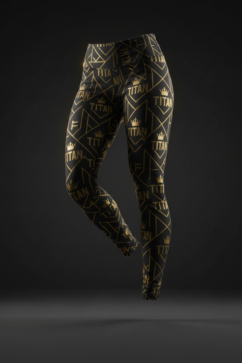 TITAN All-Over Print Leggings - Gold Geometric