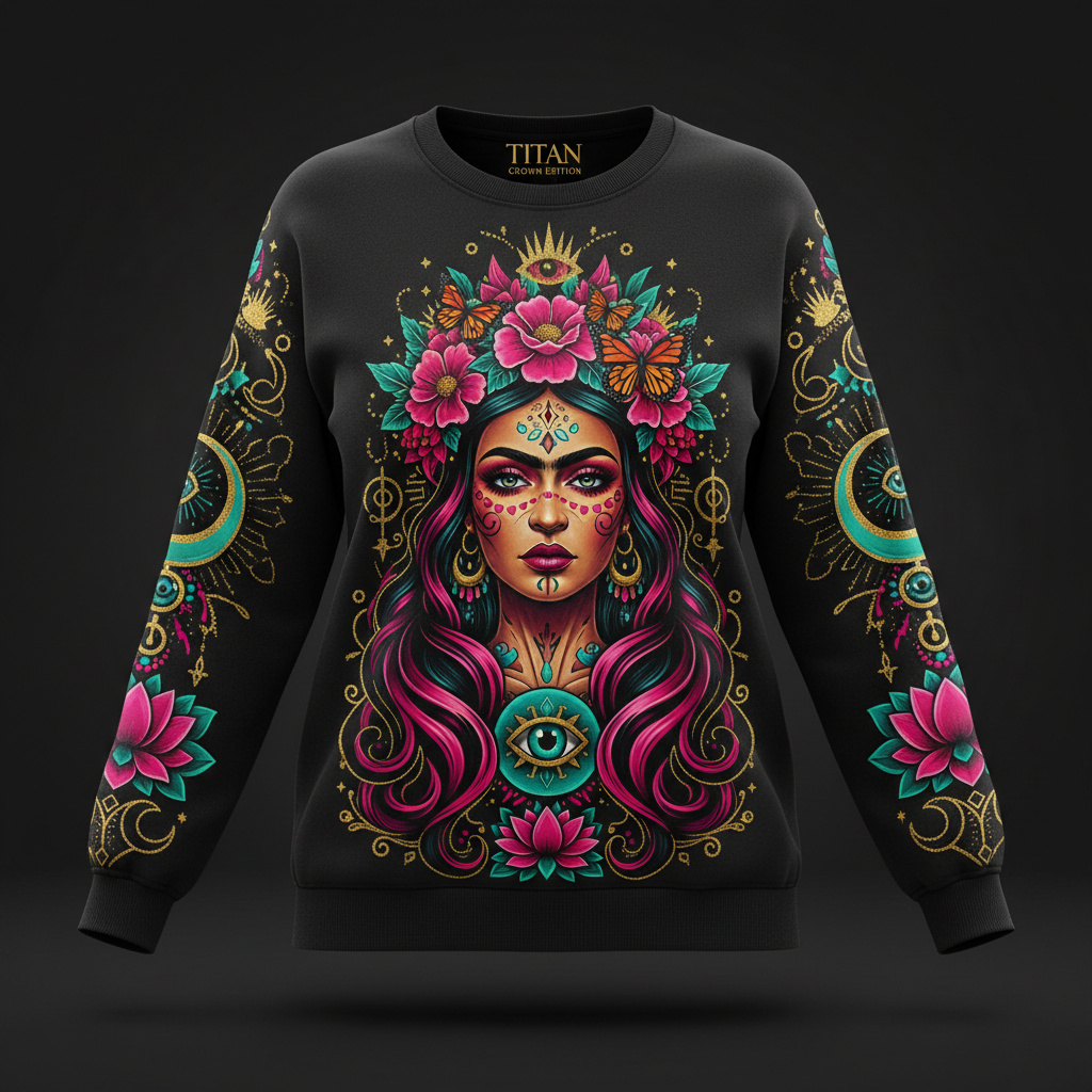 TITAN Plus Women's Goddess in Bloom Crewneck — Spiritual Crown Edition sizes 1X–5X