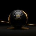 TITAN Soccer Ball Blackout Crown — matte black with gold crown logo
