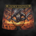 TITAN Tang Dynasty Dragon Warrior Men's Boxer Briefs Crown Edition — dragon in Tang Dynasty armor anime art on matte black