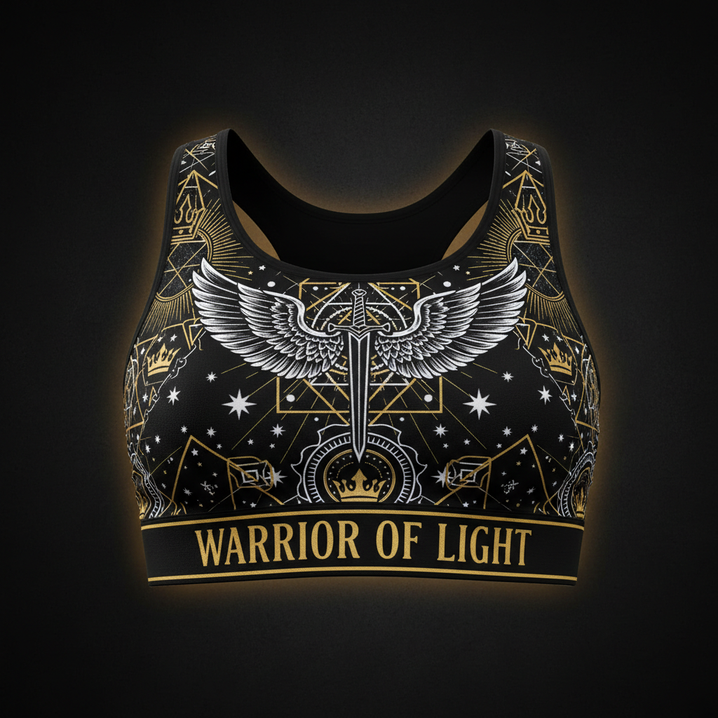 TITAN Women's Sports Bra Warrior Of Light Crown Edition flat lay