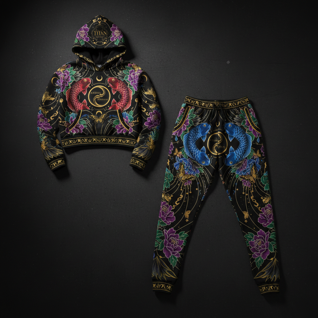 TITAN Women's Jogger Set - Twin Koi Crown Edition Design