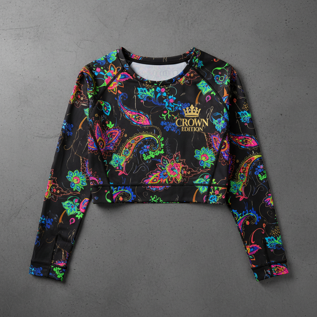 TITAN Women's Neon Persian Paisley Long Sleeve Crop — Shiraz Edition