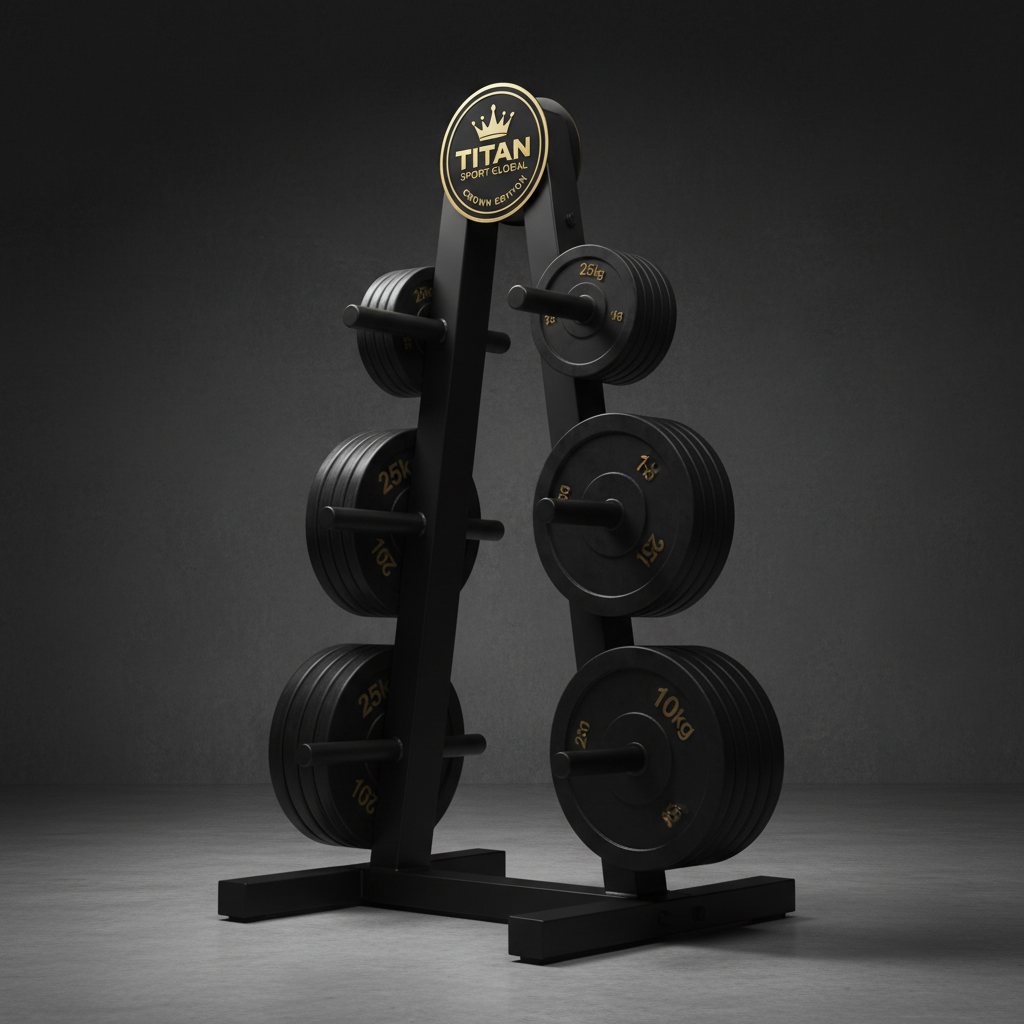 TITAN Crown Edition Weight Plate Tree Storage Rack matte black gold
