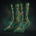 TITAN Crown Edition Tiger Lotus Crew Socks — Emerald & Gold