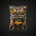 TITAN Protein Puffs White Cheddar — Crown Edition bold tattoo-style artwork