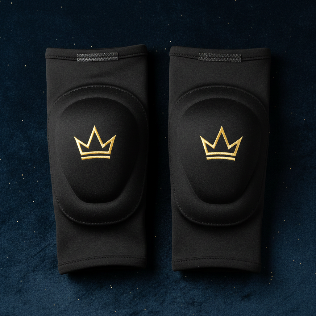 TITAN Volleyball Elbow Pads Crown Edition matte black gold crown logo integrated foam padding compression non-slip pair