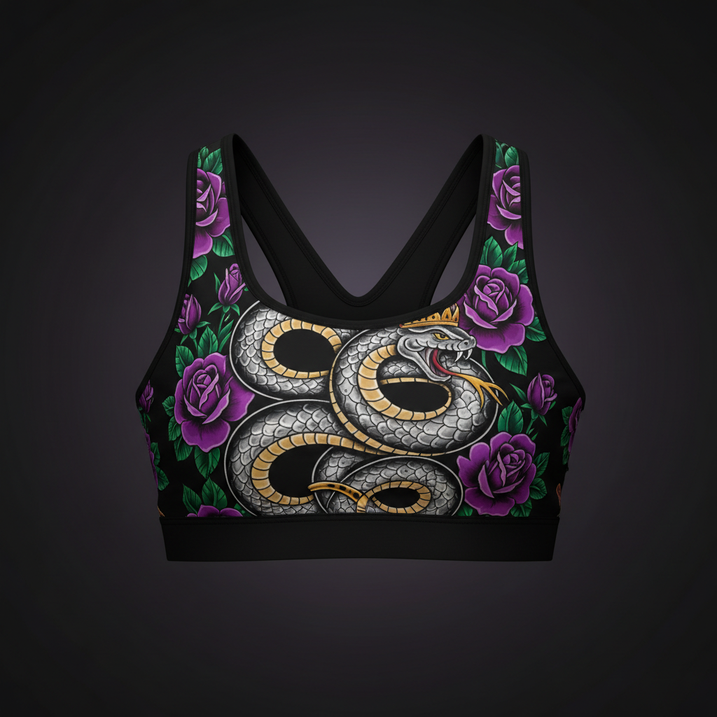 TITAN Crown Edition Women's Sports Bra — Serpent Goddess Tattoo Art