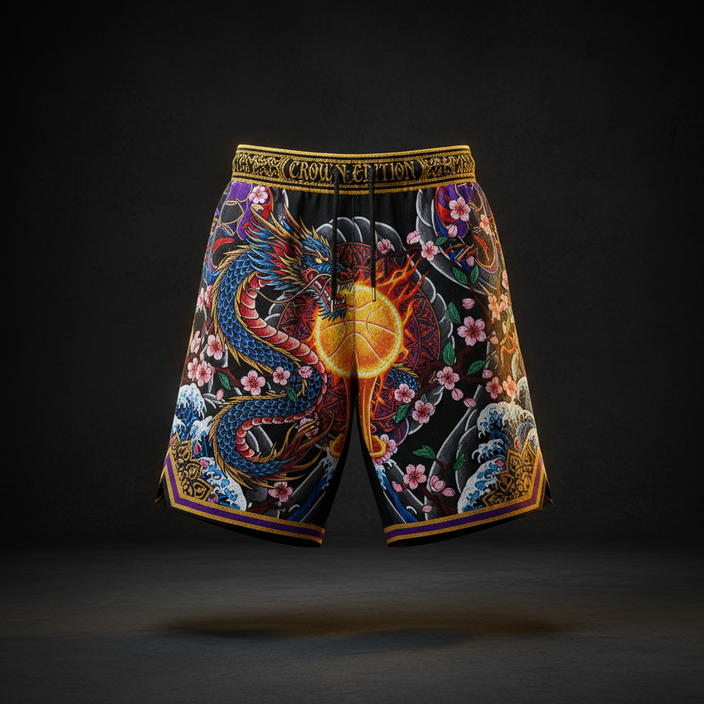 TITAN Men's Basketball Shorts - Dragon Trophy Crown Edition Design