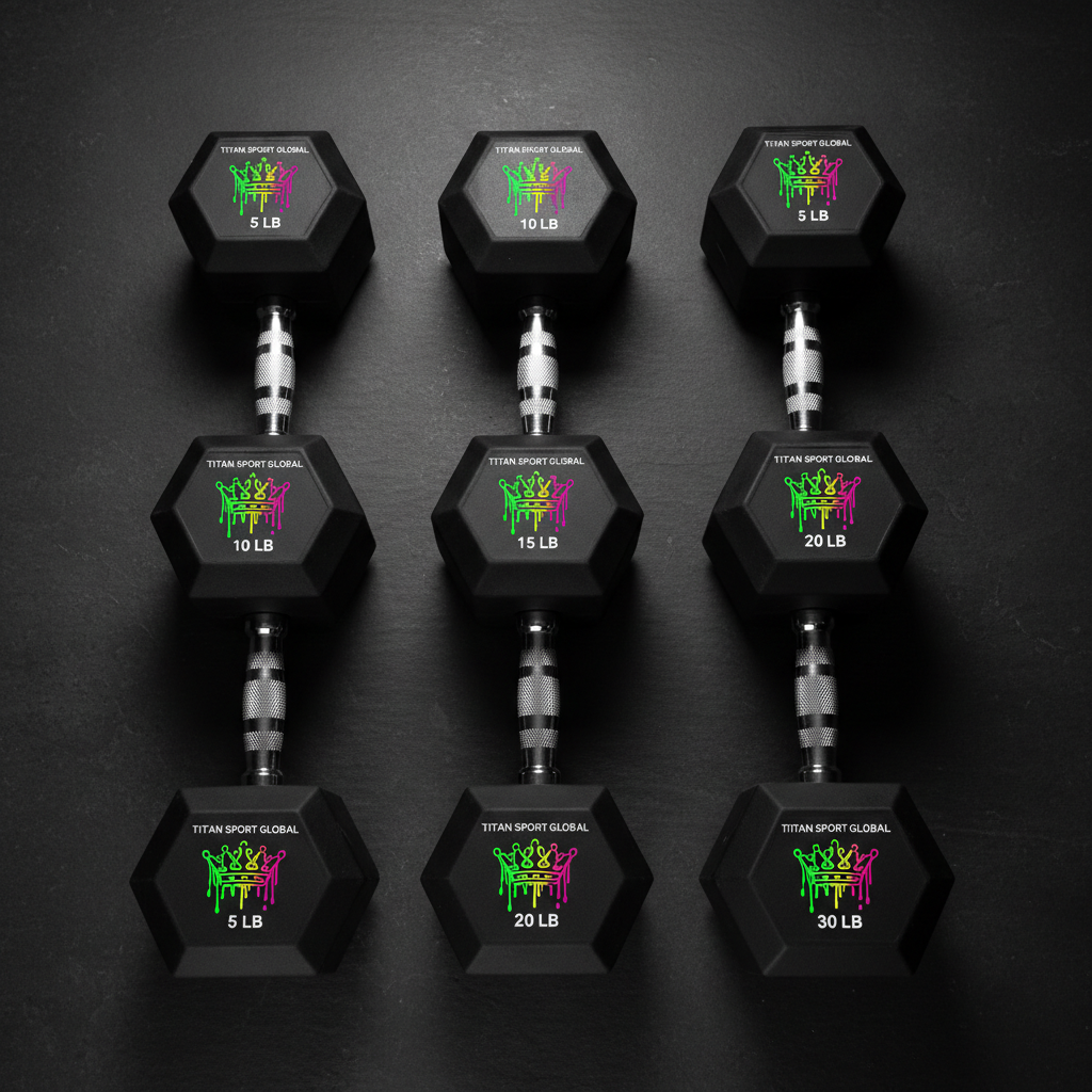 TITAN Dumbbell Set Neon Drip Crown Edition flat lay