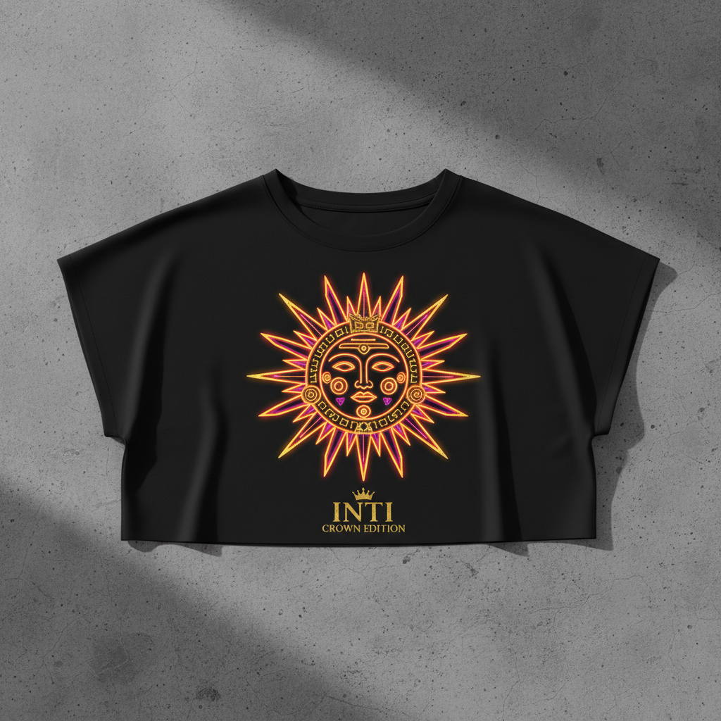 TITAN Women's Neon Inca Sun God Crop Tee — Inti Edition
