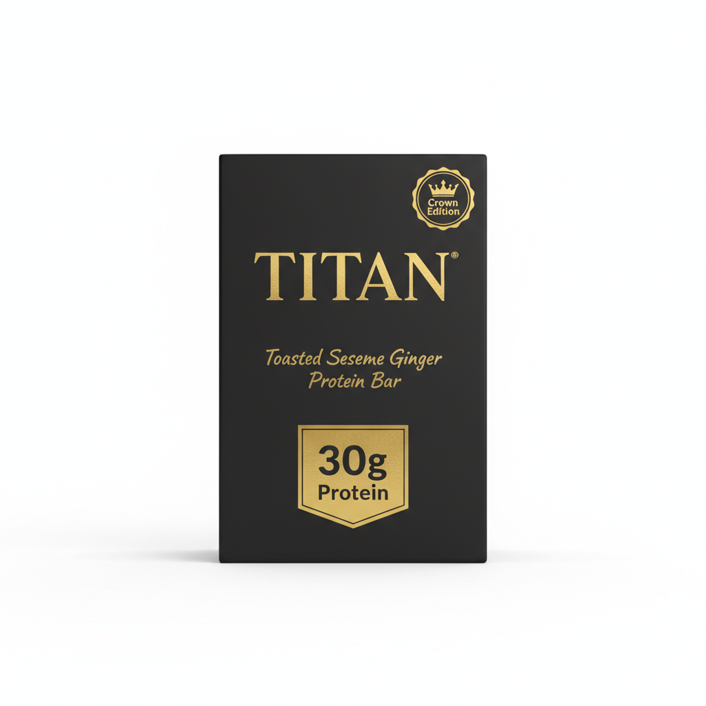 TITAN Toasted Sesame Ginger Protein Bar Crown Edition packaging