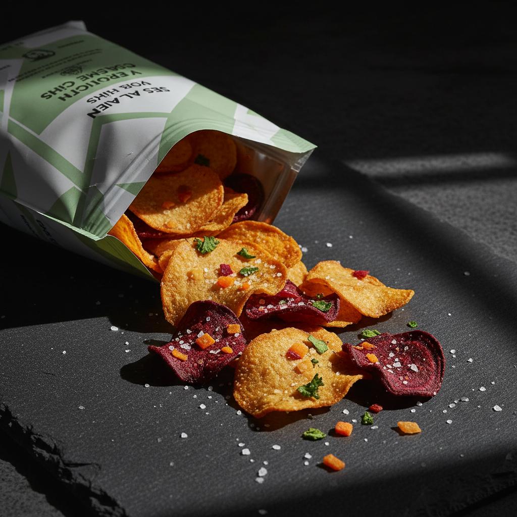 TITAN Protein Veggie Chips – Sea Salt, premium product photography
