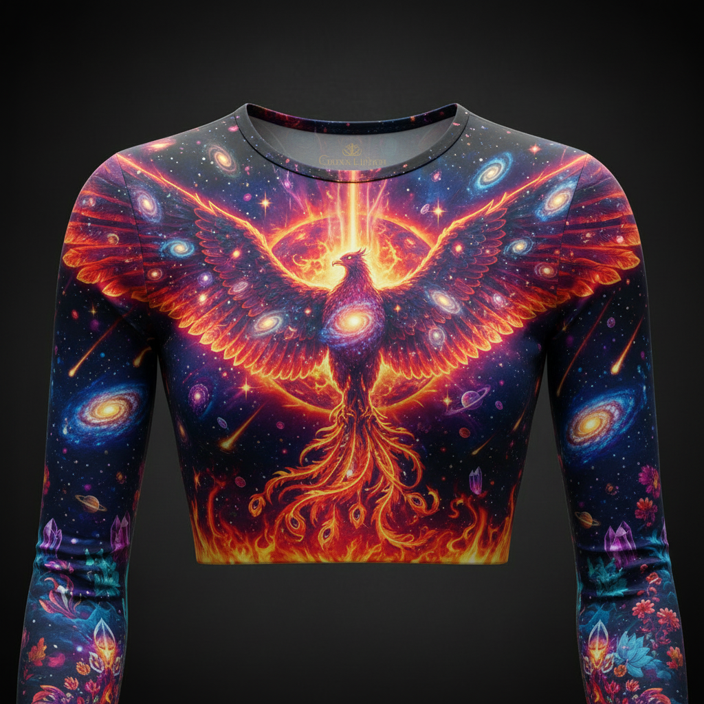 TITAN Women’s Cosmic Phoenix Nebula Long Sleeve Crop — Supernova Edition