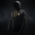 TITAN unisex cotton hoodie in black with gold accents