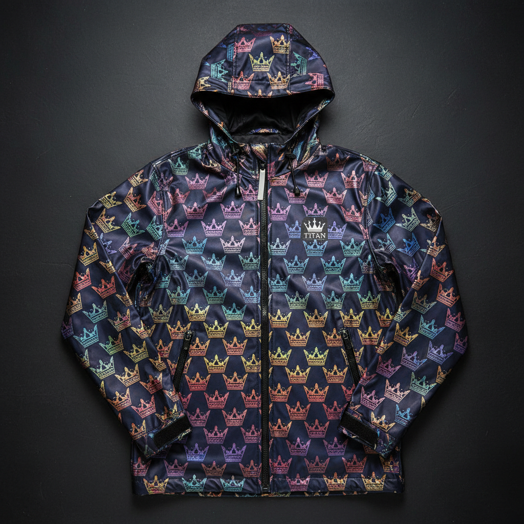 TITAN Men's Holographic Crown Rain Jacket — Prism King SWAG Edition