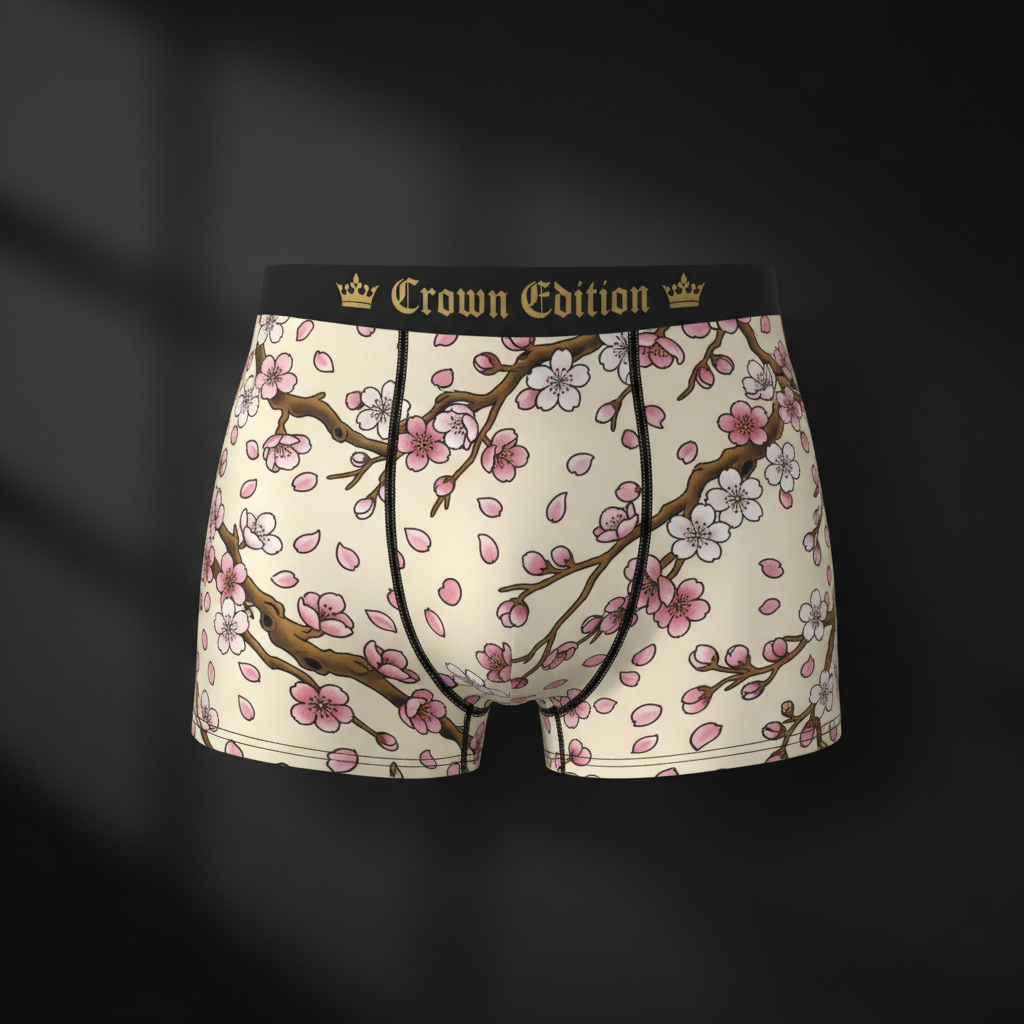 TITAN Crown Edition Women's Cozy Boxer Shorts — Cherry Blossom Empress Tattoo Art