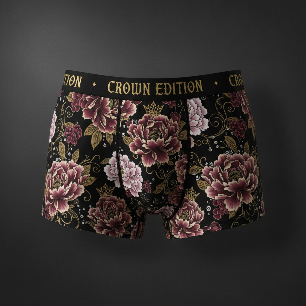 TITAN Women's Cozy Boxer Shorts Peony Queen Crown Edition