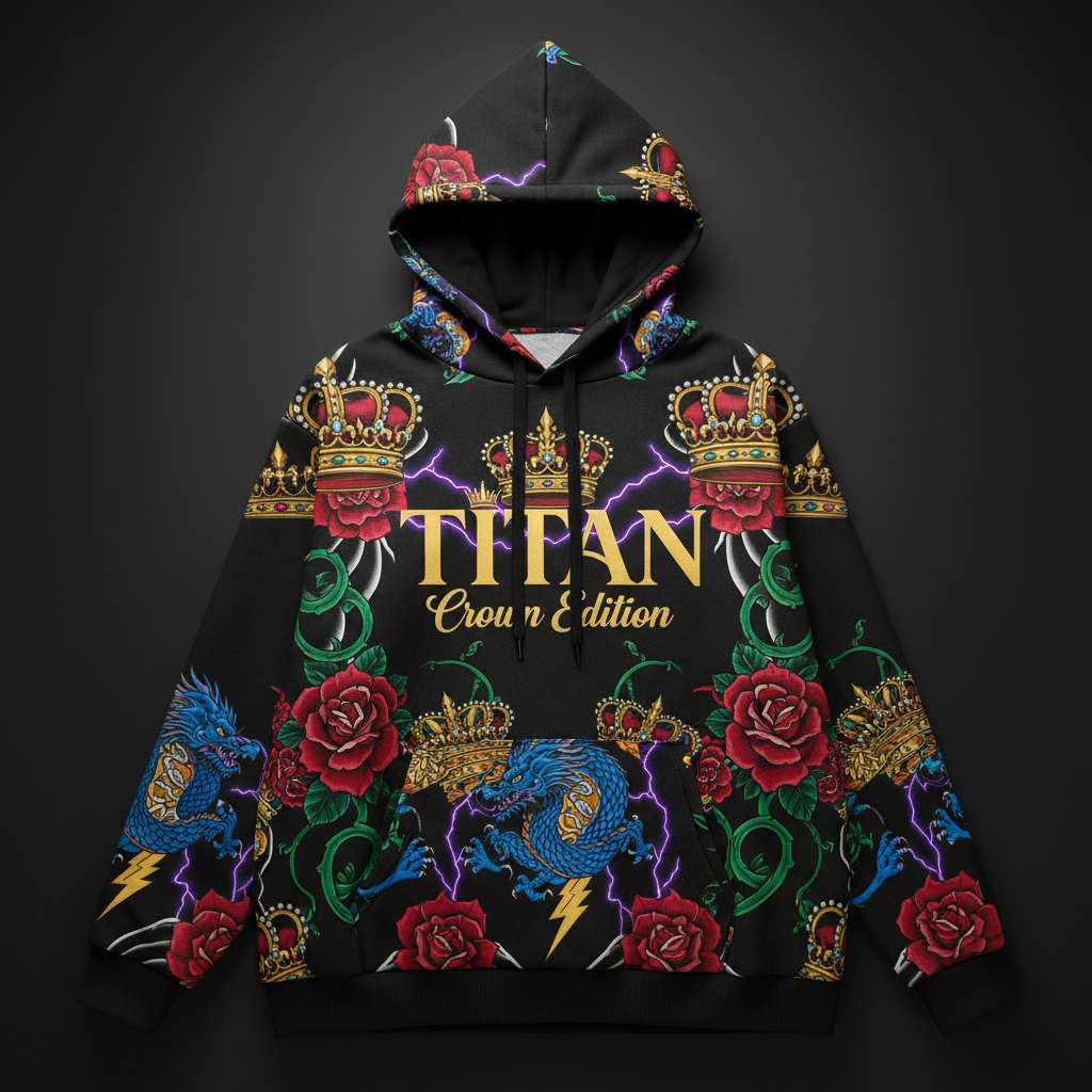 TITAN Crown Edition Plus-Size Women's Oversized Hoodie - Black & Gold