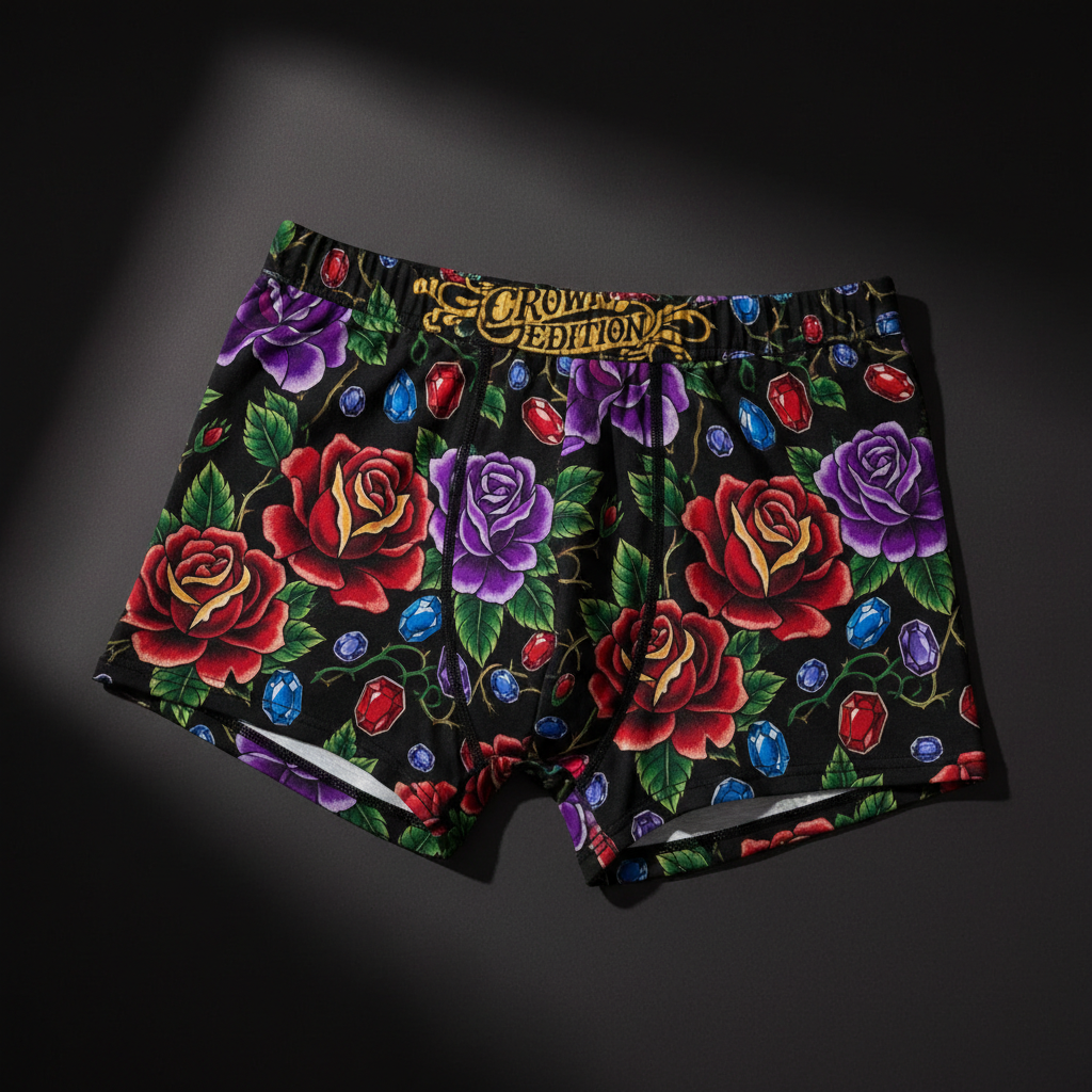 TITAN Women's Cozy Boxer Shorts Crimson Rose Crown Edition