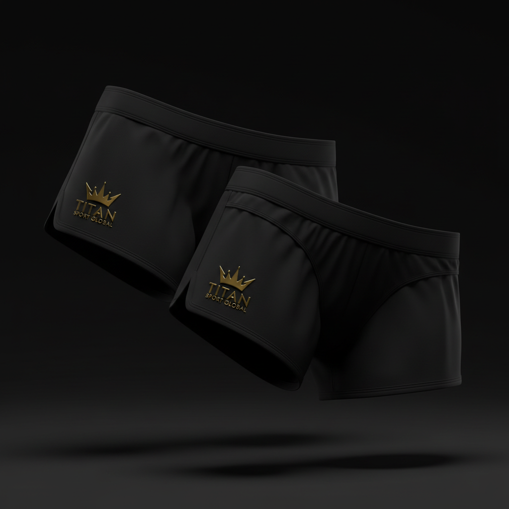 TITAN Women's Swim Shorts Blackout Crown — matte black with gold crown logo