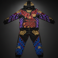 TITAN Crown Edition Tattoo Art Men's Lounge Jogger Set - bold colorful tattoo artwork on matte black fleece