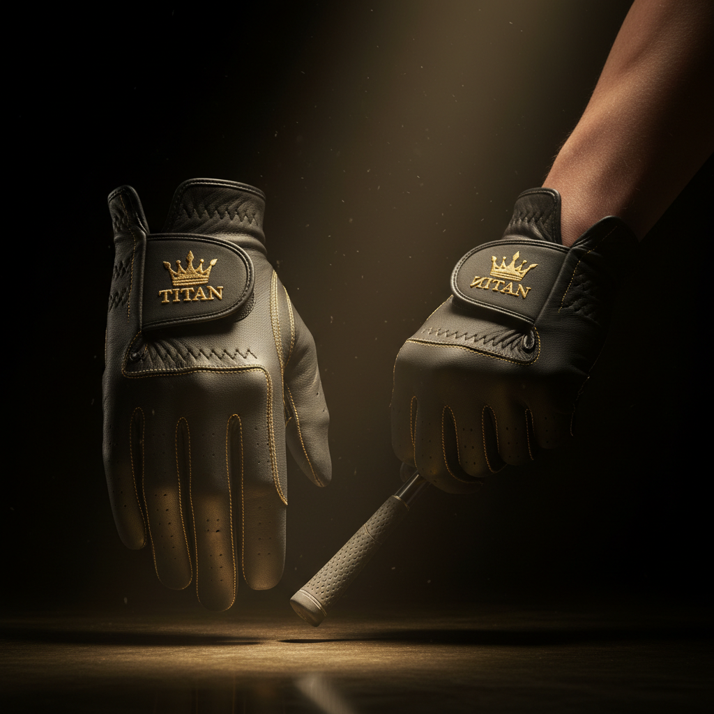 TITAN Pro Cabretta Leather Golf Glove Black & Gold