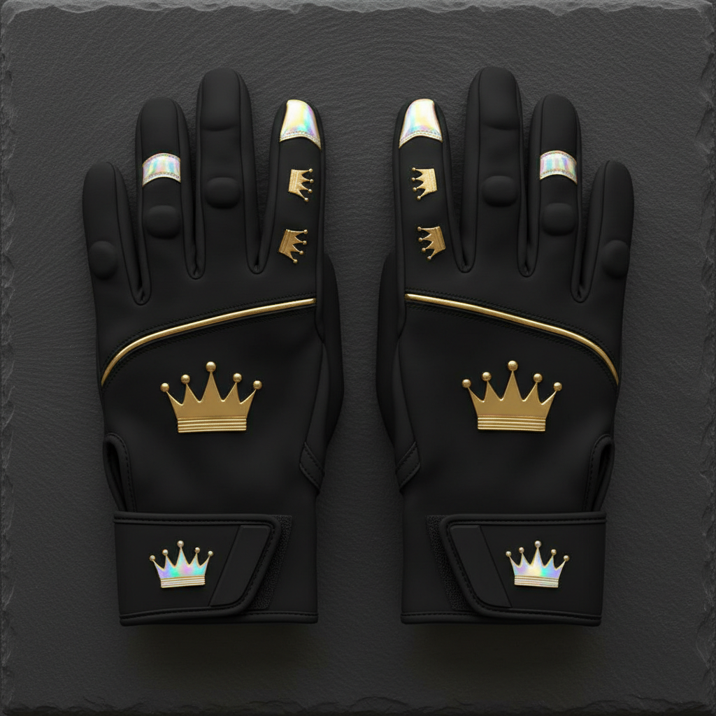 TITAN Crown Edition Baseball Batting Gloves Matte Black Gold