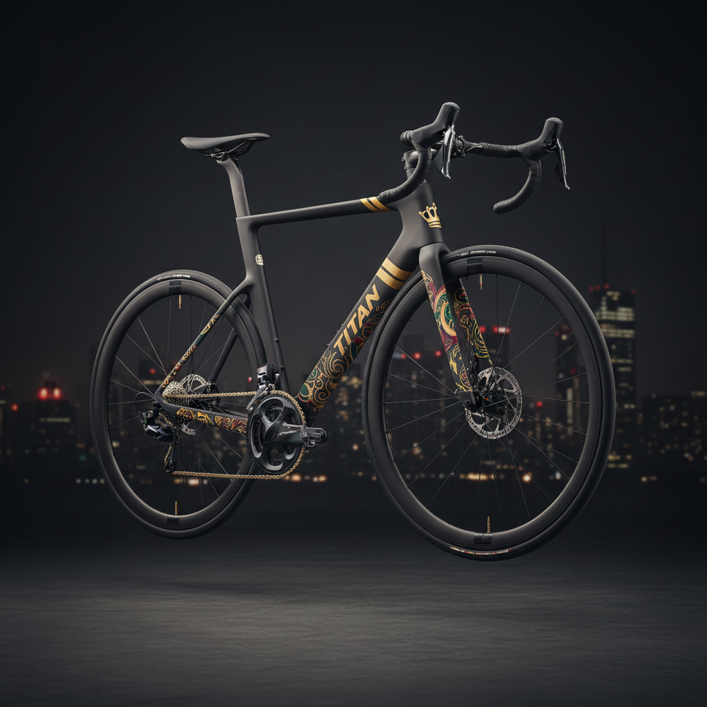 TITAN Crown Edition Road Bike THE ELITE — matte black and gold aero carbon road bike