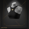 TITAN Volleyball Sports Bra Crown Edition matte black gold crown logo racerback high-impact compression ghost mannequin