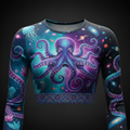 TITAN Women’s Midnight Octopus Cosmos Long Sleeve Crop — Kraken Edition