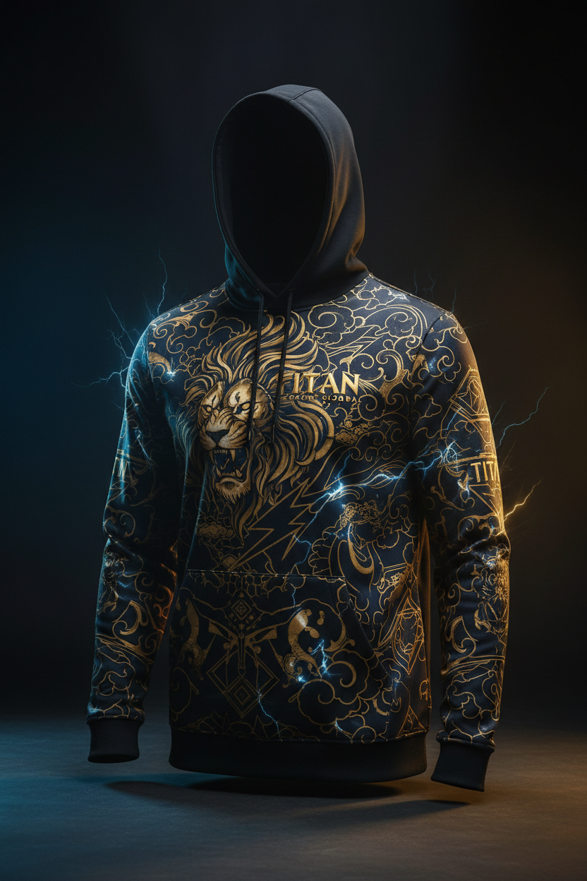 TITAN Gold Navy Storm Lion Performance Hoodie