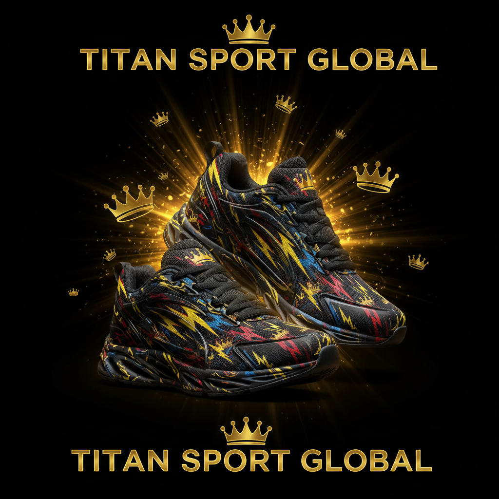 TITAN SPORT GLOBAL kids athletic shoes with lightning bolt crown pattern
