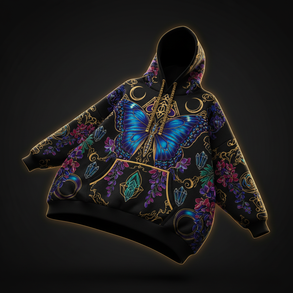 TITAN Women's Oversized Hoodie - Queen Butterfly Crown Edition Design