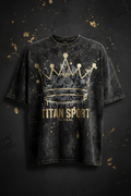 TITAN Men's Acid Wash Crown Oversized Tee flat lay Street SWAG Edition